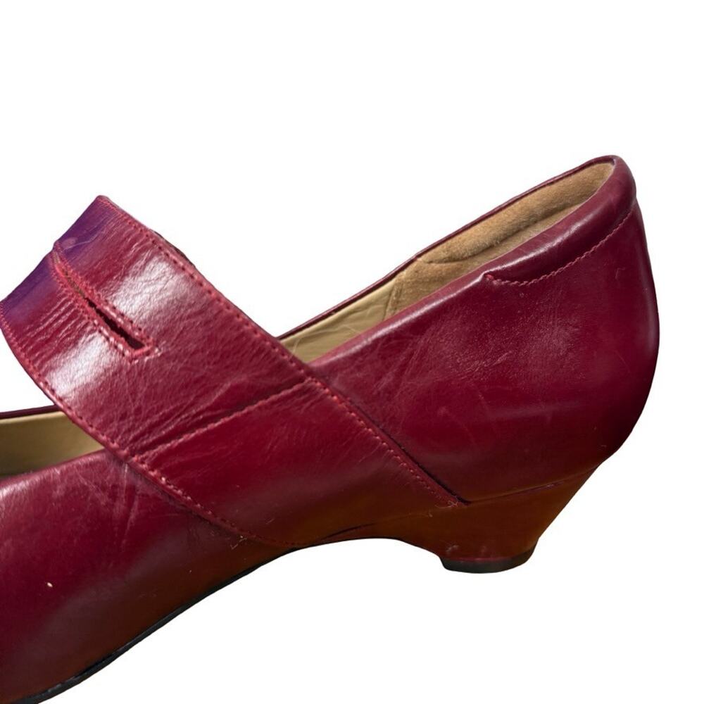 Ziera Kumfs Veil Burgundy Kitten Heels Mary Jane Leather Shoes Comfort 39/ 8.5 W - Picture 2 of 16